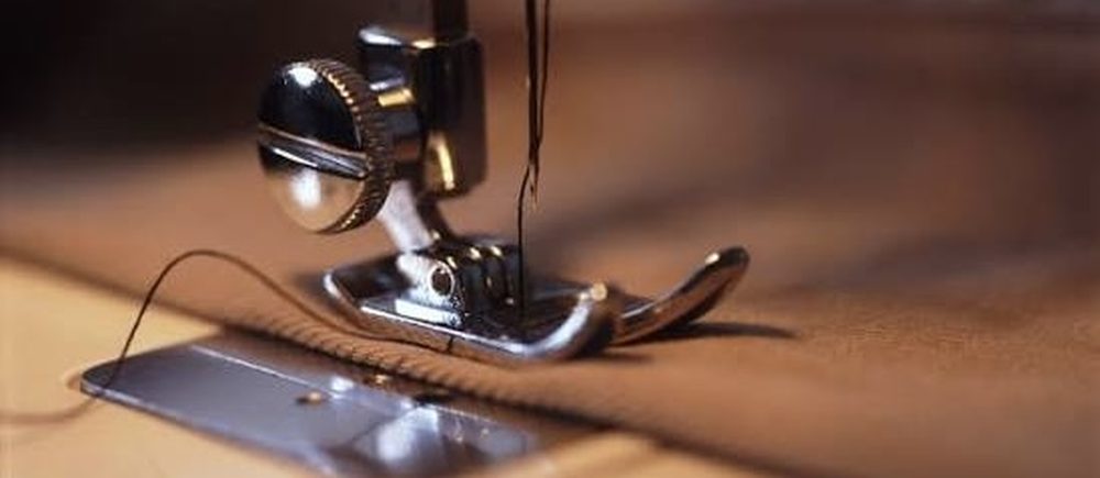 Close-up of a sewing machine at work